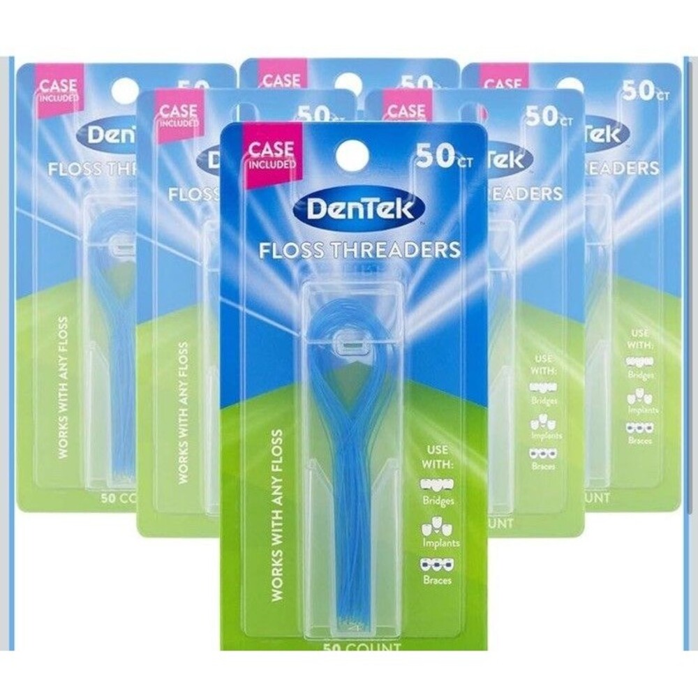 DenTek Floss Threaders 6 Pack!! for Braces Bridges Implants with Travel Case